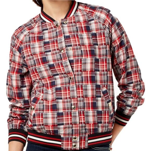 Tommy Hilfiger Women's Patchwork Varsity Jacket Size 1X Red, White Blue - Picture 11 of 13